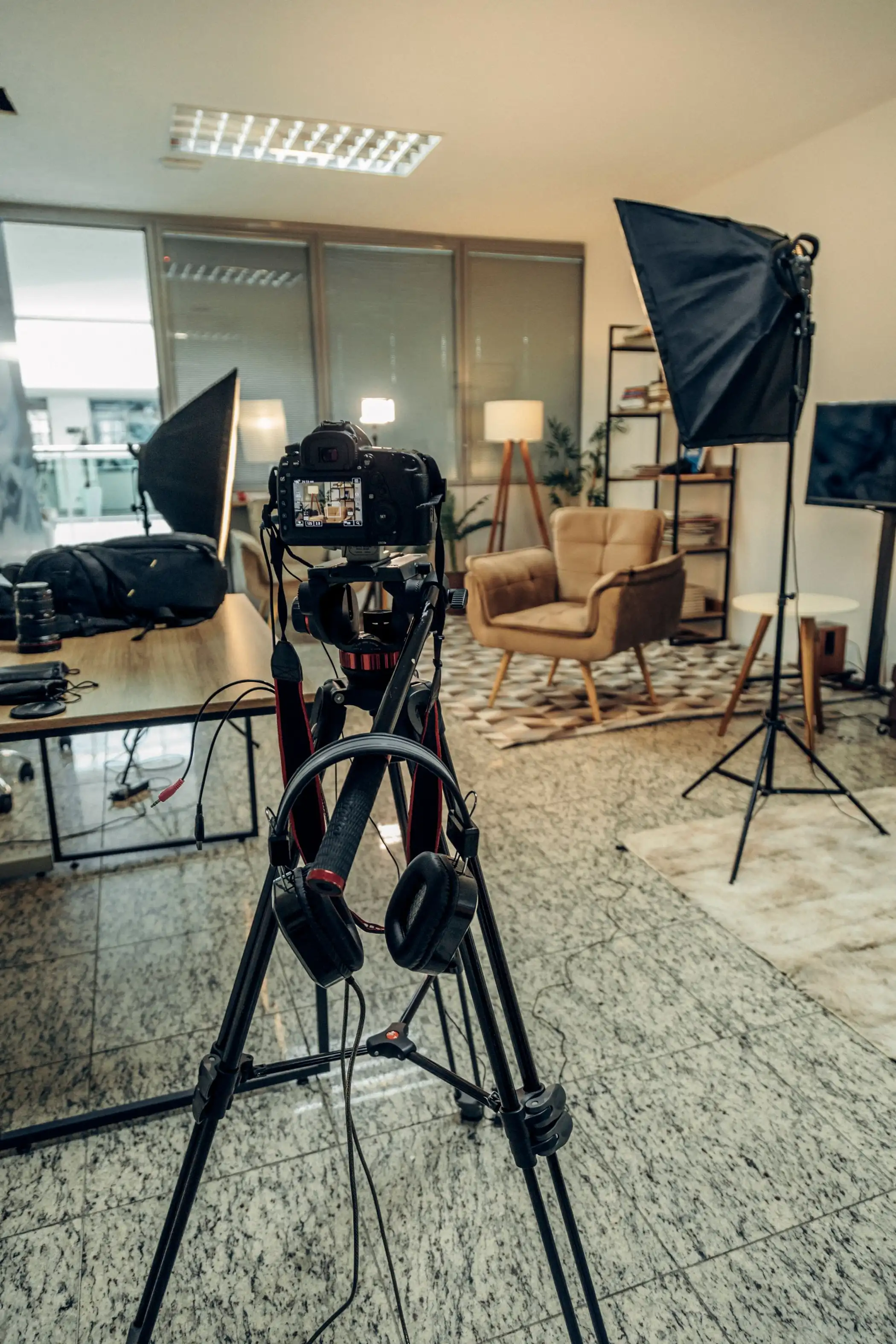 The filming setup in The Shed